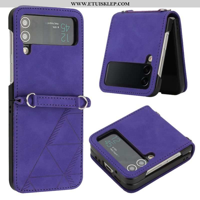 Etui do Samsung Galaxy Z Flip 4 Etui Folio Trójkąty Ze Sztucznej Skóry